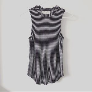 ➕➕ Ribbed Striped Sleeveless Mock Neck Tank Top